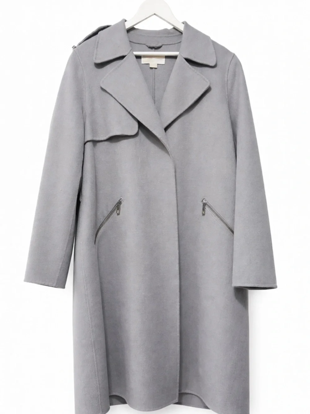 Michael Kors Wool Blend Coat NWT L Lavender Gray Long Trench Coat